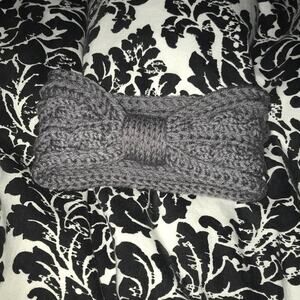 NEW cozy winter knit headband purple/gray one size